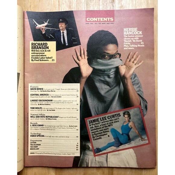 Rolling Stone Magazine #433 • David Bowie • Oct 1984 • Richard Branson • MTV - Picture 2 of 3